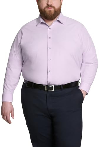 Kenneth Cole Dress Shirt Big And Tall Solid Camicia da Cerimonia, Lilla, 4XL (Collo 51 cm Manica 89/91 cm) Uomo