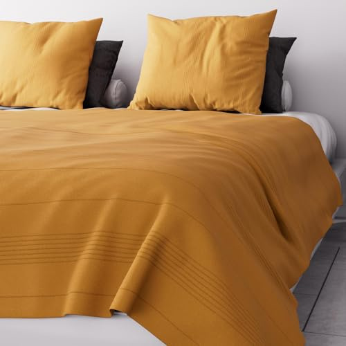 Soleil d'ocre, Adele, Couvre lit, jeté de canapé, Baumwolle, Gelb, 220x240 cm