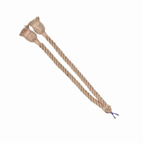 Fydun Pendelleuchte Hanfseil Hängelampe Fassung 1 Stück Vintage Seil Pendelleuchte Deckenleuchte Loft Kronleuchter Kreative Industrie Retro Stil DIY Dekoration (Ohne Glühbirne)(Double Head 50cm)