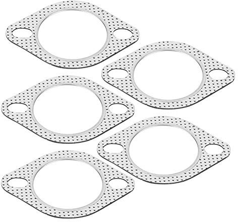 KIMISS Junta de escape de 2.5 pulgadas, aleación de aluminio Junta de brida de 2 pernos Colector de escape Colector de tubo descendente