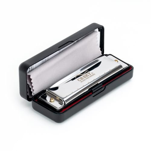 CB SKY Harmonica (Silver) Key of C 10 Holes 20 Tones with Storage Case and Cleaning Cloth for Professional Player Beginner Students Children Kids (Silver)