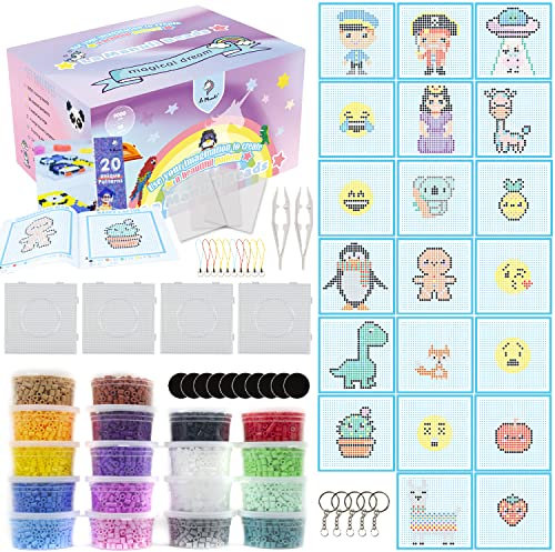 La Manuli Set di 9000 Perline da Stirare per Bambini - 18 Colori - Include Base per perline da stirare, Accessori - Perline a Fusione in Scatola Organizer - Compatibili con Pyssla- 5 mm