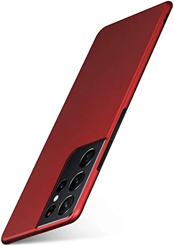 moex für Samsung Galaxy S21 Ultra Hülle Ultra Dünn, Schutzhülle mit erhöhtem Kameraschutz, Slim Cover Hardcase Backcover, Dünnste Handyhülle Minimalistisch Alpha Case, Matt Rot