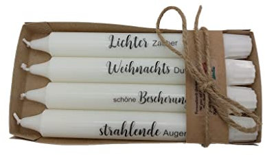 Kerzen mit Spruch für Adventszeit und Weihnachten Adventskerzen Kerze (strahlende Augen/schöne Bescherung/Weihnachts Duft/Lichter Zauber)