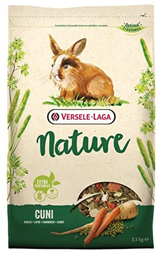 Versele Laga Nature Cuni | 2,3kg | Pienso Completo para Conejos y Conejos Enanos | con trozos crujientes Ricos en Fibra para una dentadura Sana y Sana