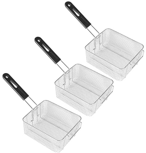 ZYFC Cesta para Freidora Profunda, Cesta Coladora de Red de Malla Cuadrada con Mango Antideslizante, Cesta para Freidora Comercial de Pescado con Patatas Fritas de Cocina para Restaurante
