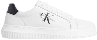 Calvin Klein Sneaker con Suela Cupsole Hombre Chunky de Piel, Blanco (Bright White/Black), 44