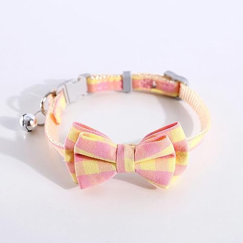 Hundehalsband, Katzenhalsband, farbig kariert, Katzenhalsband mit Glöckchen, verstellbare Kaninchen-Halskette, niedliche Schleife, Welpen, Fliege, gestreift, Haustiere, Kätzchen, Chihuahua-Halsbänder