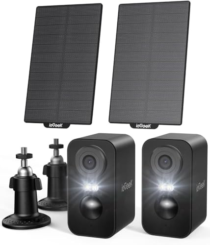 ieGeek 2K/3MP Solar Überwachungskamera Außen mit Akku, 2,4GHz WLAN Kabellos | Einfache Installation, 5200mAh Aussenkamera Wlan Kabellos mit Farbige Nachtsicht, PIR-Bewegungserkennung, IP65, 2-Wege Audio