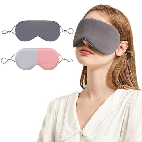 Schlafmaske, Augenmaske, doppelseitig, warm und kühl, atmungsaktiv, Schlafmaske, leichtes Verdunkelungsdesign, Augenabdeckung, Augenbinde für Reisen und Meditation, für Männer, Frauen und Kinder, 2