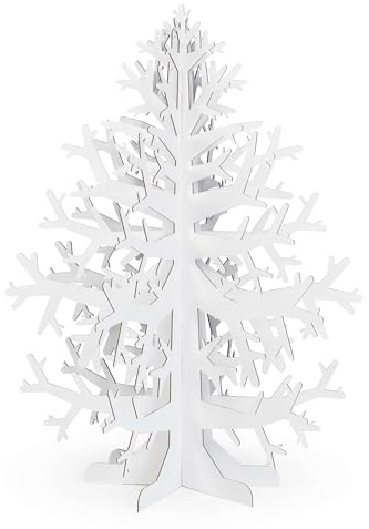 FOLDZILLA Nachhaltiger Weihnachtsbaum aus Pappe 113 x 84 x 84 cm Tannenbaum Christbaum weiß zum Bemalen und selbst gestalten Passend für Baumschmuck und Lichterketten