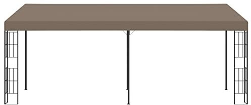 Homgoday Wand-Pavillon Anbaupavillon Gartenpavillon Gartenzelt Pavillon Partyzelt Terrassenpavillon Terrassendach Überdachung Garten Terrasse Balkon 6x3 m Taupe Stoff