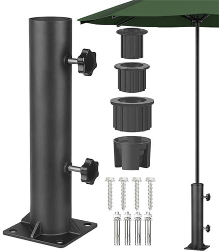 Rurunklee Garten Sonnenschirm Standrohre Geliefert, SonnenschirmStandrohr mit 3 TLG Reduzierring(31/39/49 mm) Sonnenschirm Hülse Stände, Schirmbaser Standrohr für Granit, Eisenplatte, Zementplatte