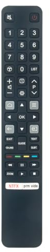 AULCMEET RC802NU YUI1 Télécommande de Remplacement Fit for TCL FHD7900 Serie Full HD Android TV, P63 P72 P73 Serie 4K HDR TV, S52 S54 S62 Serie Android TV, X92 Serie Mini LED 8K TV