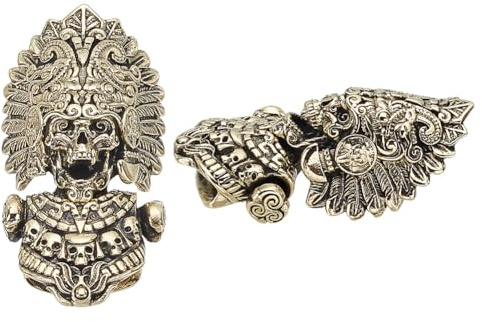 DELORIGIN Messer Lanyard Perle aus Messing, EDC Charms Anhänger Antike Lanyard Spacer Perlen Tribal Chief Head Perle Schäkelverschlüsse Zubehör Für Reißverschluss Schlüsselanhänger Schmuck Armband
