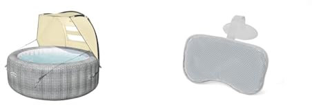 Lay-Z Spa 60304 Canopy Cover for Weather and Sun Shelter, Hot Tub Accessories & Lay-Z-Spa Padded Pillow, Head Rest, Neck and Head Support for Hot Tub Accessory, Set of 2,Grey,60316