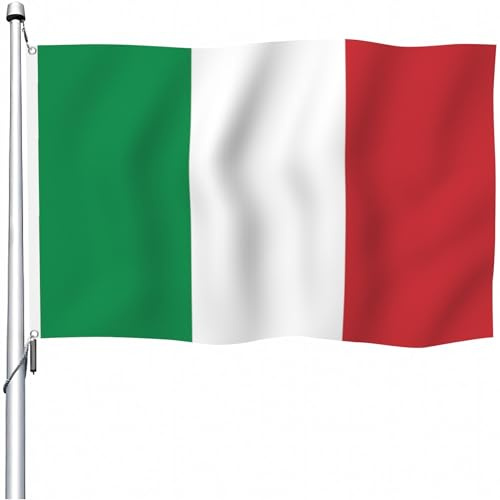 Aoihrraan Bandera Italiana 80x120cm Doble Cara Color Brillante República Italiana Celebración Al Aire Libre Con Porche De Bandera Decorado Con 2 Anillos Fuertes