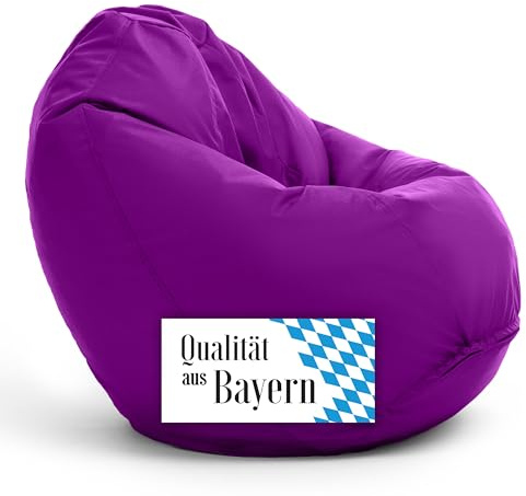 Bruni Classico M Viola – Pouf Sacco, Pouf Poltrona a Forma di Goccia, Poltrona a Sacco da Interno ed Esterno, Beanbag per Soggiorno e Camere, Fodera Lavabile, con Imbottitura