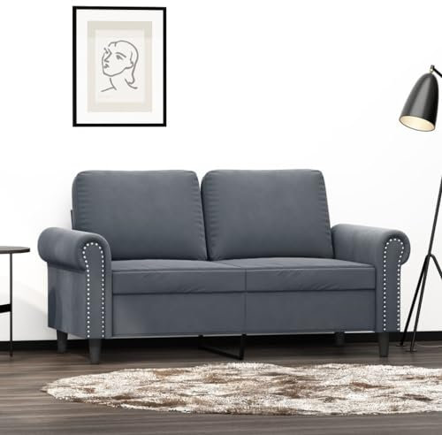 Homgoday 2-Sitzer-Sofa Loungesofa Sofa Couch Modern Gästesofa Doppelsofa Relaxsofa Relaxcouch Loveseat Sitzmöbel Sofa für Wohnzimmer Schlafzimmer Büro Dunkelgrau 120 cm Samt