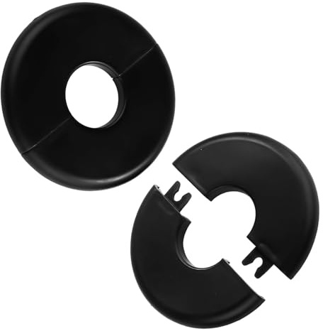2pz Flangia Divisa a Parete, 51mm Piastra di Copertura Autoadesiva Piastre Copertura Idraulica con Design Fibbia Rosetta Rubinetto ABS Copertura Rotonda Tubo Idraulico per WC Cucina (Nero)