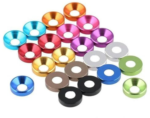 3-50pcs M2 M2.5 M3 M4 M5 en alliage d'aluminium rondelle à tête fraisée rondelles de tête joint anodisé tête plate rondelle colorée-Orange-M2.5,5 pièces