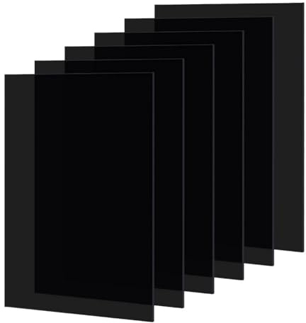 PH PandaHall 6PCS Acrylic Sheet 3mm Thick Black Plastic Sheet | Acrylic Panels, Translucent Sheets Board for Cutting Engraving Signs Printing DIY Projects Picture Frame, 18x12cm
