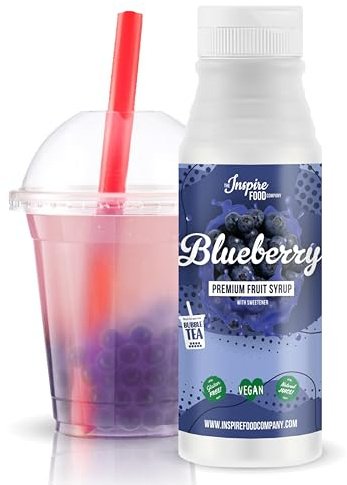 INSPIRE FOOD Sirop Bubble Tea Myrtille - 300ml | Pur Jus de Fruit pour Bubble Tea, Boba Tea, Slushes & Ice-Blended | 100% végétarien, sans gluten