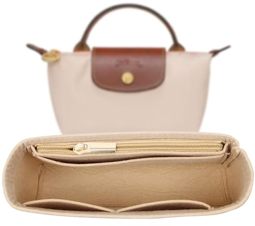 Sunshine smile Organizer für Longchamp Tasche,Organizer für Longchamp Pliage,Tascheninnenorganizer,Taschenorganizer,Multi-Pocket Felt Handbag,Filz Taschenorganizer mit Mehreren Taschen