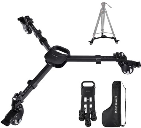 K&F CONCEPT Photography Dolly, Heavy Duty with 3 Rubber Wheels 44lbs Capacity Wheels, Compact Video Dolly with Adjustable Legs and Carry Bag for DSLR Cameras Camcorder