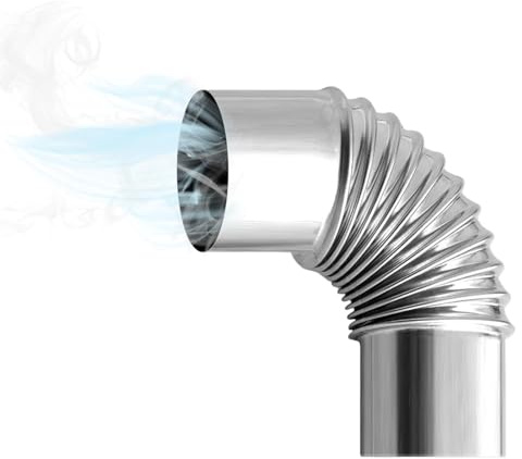 Sionhiuo Holzofen Kaminrohr Edelstahl, 90° Winkelrohr Ø 60 Mm, Stahl Ofenrohr Winkel, Ofenrohr 90 Grad Edelstahl Rohrbogen, Hitzebeständiges Rauchrohr Für Öfen, Abgasrohr Aus Feueraluminiertem Stahl