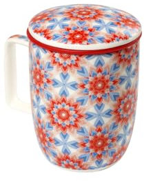 TEA SHOP - Tasse à Thé avec Filtre et Couvercle - Mug Harmony Arabesque - Tasse pour Thés et Infusions en Porcelaine