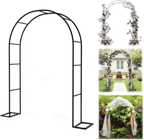 WCQSYY Arche De Jardin en Métal 120Cm 140Cm 240Cm 300Cm 350Cm Large Arche De Mariage Arceau À Rosiers Plante Grimpantes, Arche À Rosiers Exterieur Arche De Jardin,Noir,W2.4M*H2.2M