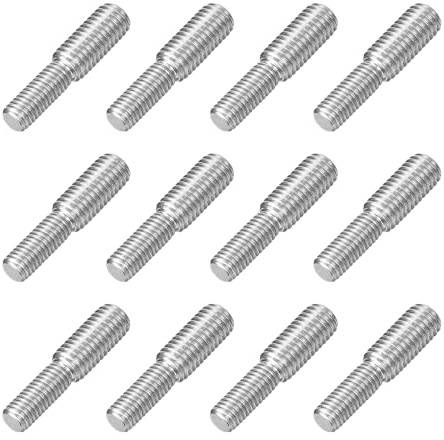 QUARKZMAN Perno Roscado de Doble Extremo, 12Pcs Varilla Roscada M8x20mm a M10x20mm, Acero Inoxible 304, Adaptador Reductor para Fijación de Muebles y Maquinaría