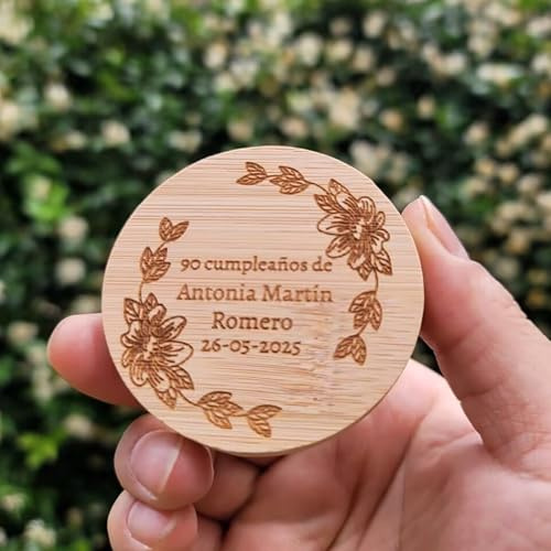 Abrebotellas Magnético Redondo De Madera Personalizado, Logotipo Grabado, Nombre Y Fecha Personalizados, Imán De Madera For Nevera, Recuerdo De Boda, Cumpleaños, Navidad, Jubilación(30pcs)