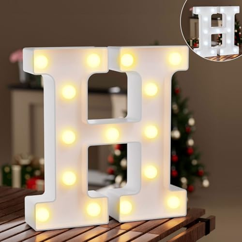 LED Buchstaben Lichter Alphabet,Leuchtbuchstabe mit Warmes & Kaltes Weiß,LED Brief Beleuchtung Buchstaben Nacht Lichter Dekoration für Geburtstagsfeier, Hochzeit, Kinderzimmer, Buchstaben H