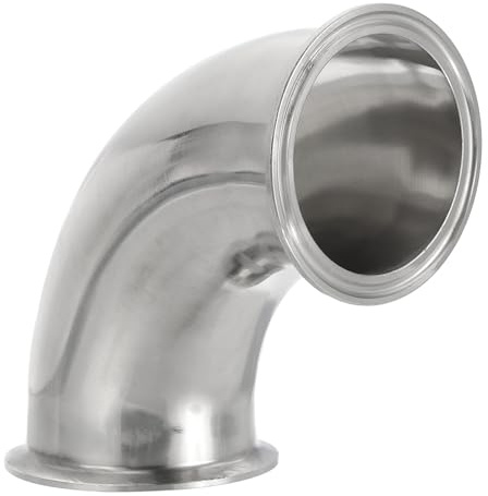 PATIKIL 90 Degree Elbow 3 (76mm) Tube OD,304 Stainless Steel Sanitary Pipe Fittings 3 Tri Sanitary Clamps 91mm Ferrule Flange OD for Dairy Beverage Plumbing Systems