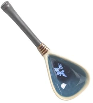 Vickyliou Spoon， Grande louche à Soupe Vintage en céramique, cuillère à dîner à Long Manche ，Spoons(Blue,L)