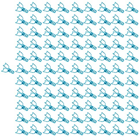 KIMISS 100Pcs Cute Kitten Cat Clips Strong Metal Hollow Clamps for Home, and Office Use (Blue)