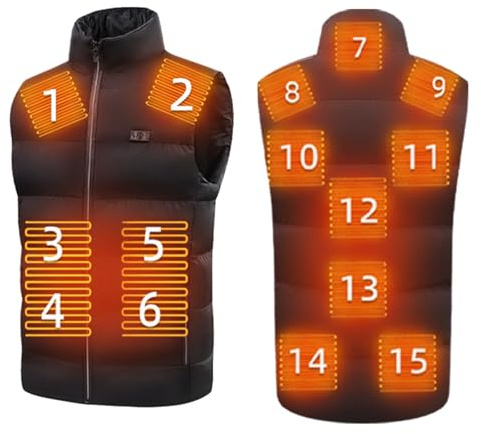 Generisch Gilet d'hiver chauffant pour homme avec batterie rechargeable pour activités intérieures et extérieures pendant les saisons froides, Noir , 3XL