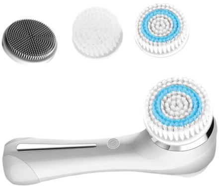 TOGEVAL Spazzola Elettrica per Pulizia Viso in Silicone Bianco Perlato Induttore Massaggio Multifunzionale per Donne e Ragazze Pulizia Profonda e Assorbimento Nutrienti Portatile per Casa