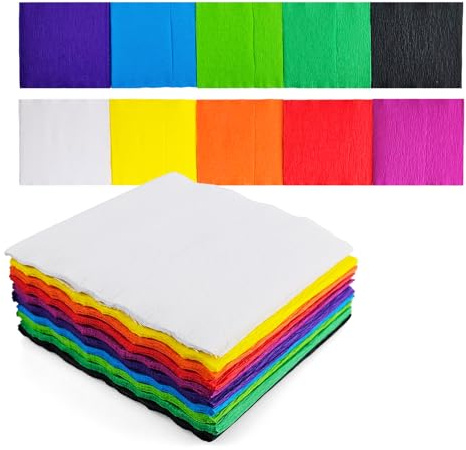 Netuno 10 tiras dobladas de papel crepé multicolor en forma de bloque, 10 x 200 cm, papel para manualidades para decoración con diseño de estrellas doradas, paquete de regalo, proyectos creativos