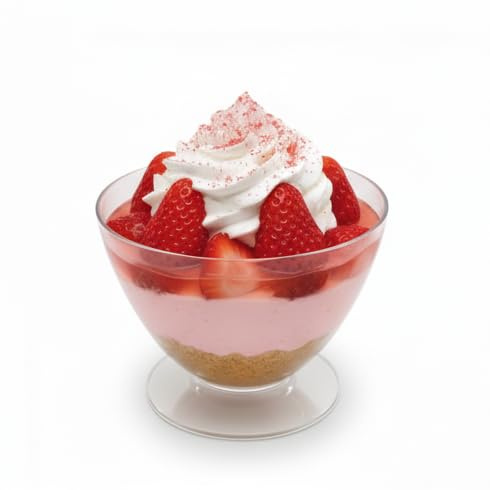 Dessert Infinity 30 Pieces 200ml 7oz Plastic Dessert Cups Reusable for Cheesecakes Cube Clear Parfait Appetizer Cup Serving Bowl Pudding Mousse Party (8.7cm x 6.5cm)