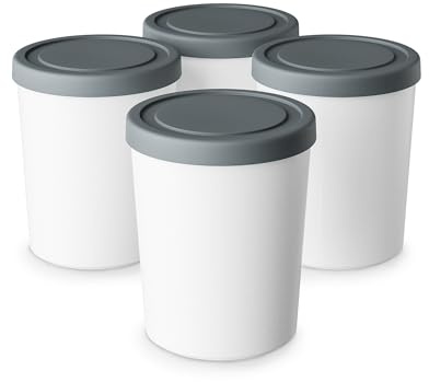 Klarstein Tarrinas de Helado, 4x180ml – Recipientes Plástico con Tapa, Aptos Lavavajillas, Ligeros, Para Helado en Tarrina, Yogur & Granizado, Accesorio Heladera