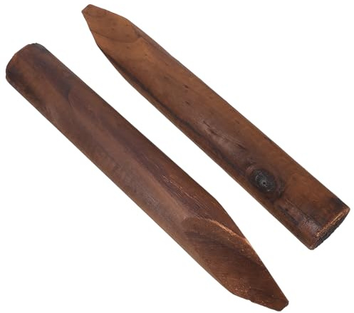 KICHOUSE Bordure de Parterre de Fleurs en Bois Marron, Piquets de Clôture Robustes et Résistants pour Jardin, pour Arbres et Espaces de Pique-niques, Lot de 2