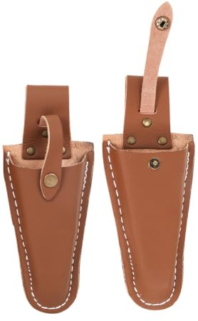 2 Piezas Funda de Cuero para Tijeras de Podar, Marrón, Compacta | Uso en Jardinería y Reparación del Hogar, Diseño Ligero y Fácil de Guardar, Formato Versátil