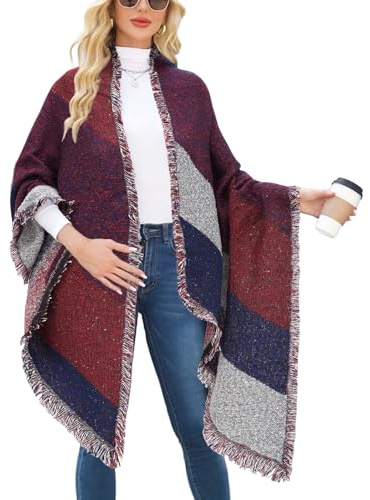 heekpek Scialle Donna Invernale Caldo Moda Nappe Morbido Leggera Sciarpa Lunga Avvolgere Autunno Inverno Scarf Wrap Shawl, rosso