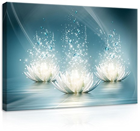 Forwall Leinwand Bilder - Blumen Abstrakt Blau Lilie - 50x70 cm | Leinwandbilder, Bild auf leinwand, Wandbild XXL groß Wandbilder für Wohnzimmer Schlafzimmer Wohnzimmerbilder