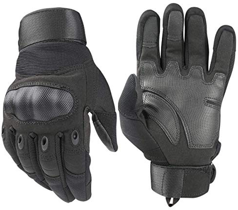 Nioslier Outdoor Joint Protection Gloves, Hard Knuckle Full Finger Touch Screen Gloves for Men & Women Cycling Motorcycle Hiking Camping Training (M, Black)