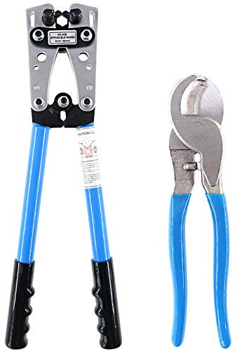 Glarks 2-Stück Draht-Crimpzange mit Kabelschneider für Cu/Al Terminal Ratsche Elektriker