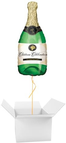 Champagne Bottle Supershape Foil Helium Balloon - Inflated Balloon in a Box